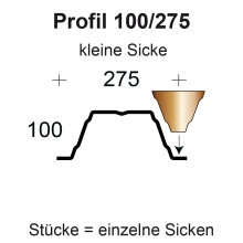 Profilfüller-Stücke Trapezblech Profil 100/275 nichtbrennbar, Ausführung: kleine Sicke