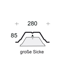Profilfüller-Stücke Trapezblech Profil 85/280, Ausführung: große Sicke