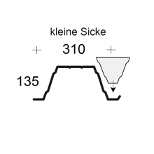 Profilfüller-Stücke Trapezblech Profil 135/310, Ausführung: kleine Sicke