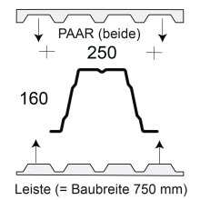 Profilfüller-Leiste Trapezblech Profil 160/250, Ausführung: Paar (beide)