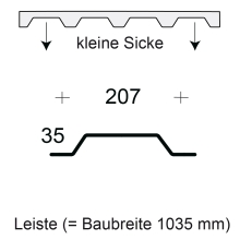 Profilfüller-Leiste Trapezblech Profil 35/207 selbstklebend, Ausführung: kleine Sicke