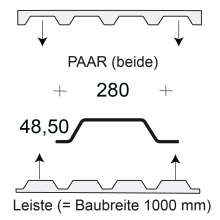 Profilfüller-Leiste Trapezblech Profil 50/250, Ausführung: Paar (beide)