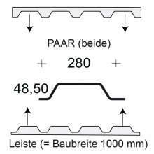 Profilfüller-Leiste Trapezblech Profil 50/250, Ausführung: Paar (beide)