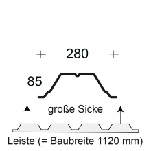 Profilfüller-Leiste Trapezblech Profil 85/280, Ausführung: große Sicke