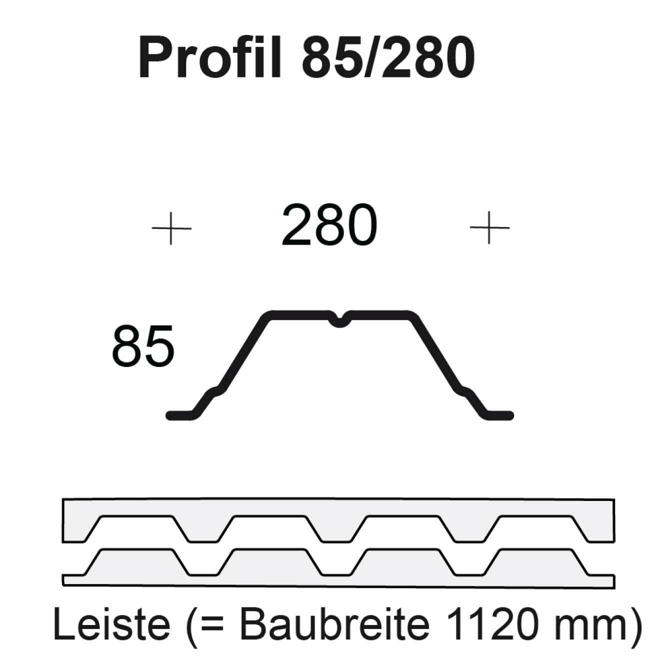 Profilfüller-Leiste Trapezblech Profil 85/280