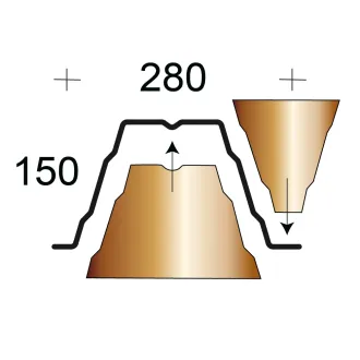 Profilfüller / Sickenfüller Stücke für Trapezblech Profil 150/280 nichtbrennbar