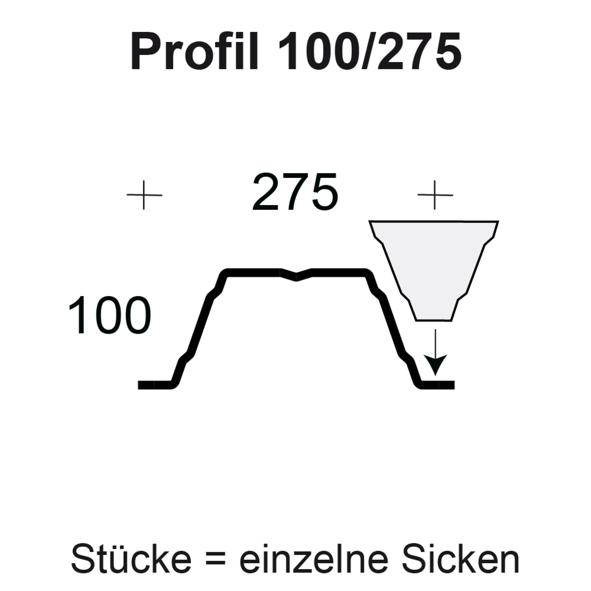 Profilfüller-Stücke Trapezblech Profil 100/275 - kleine Sicke Profilfüller-Stücke Trapezblech Profil 100/275 - kleine Sicke