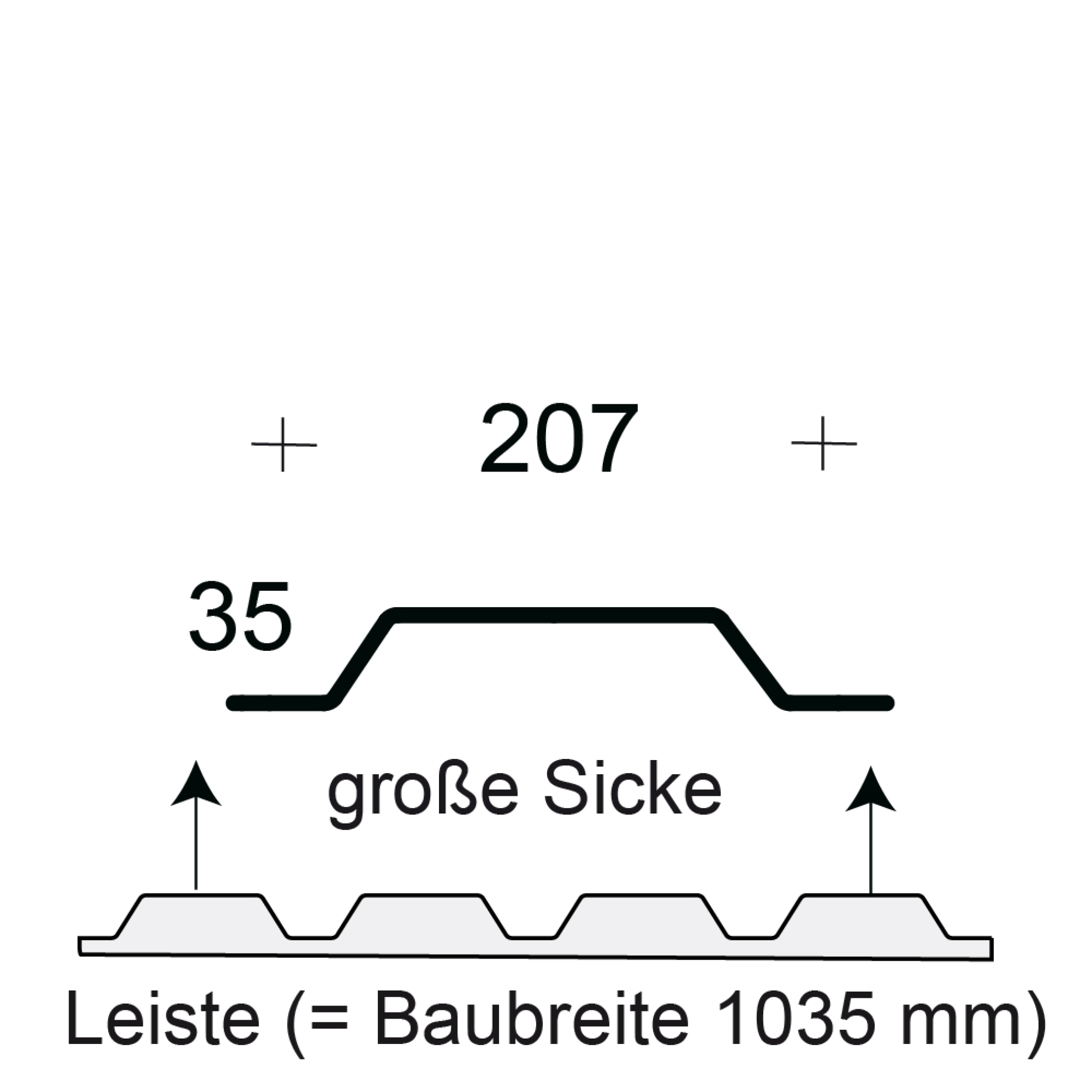 Profilfüller-Leiste Trapezblech Profil 35/207 - große Sicke Profilfüller-Leiste Trapezblech Profil 35/207 - große Sicke
