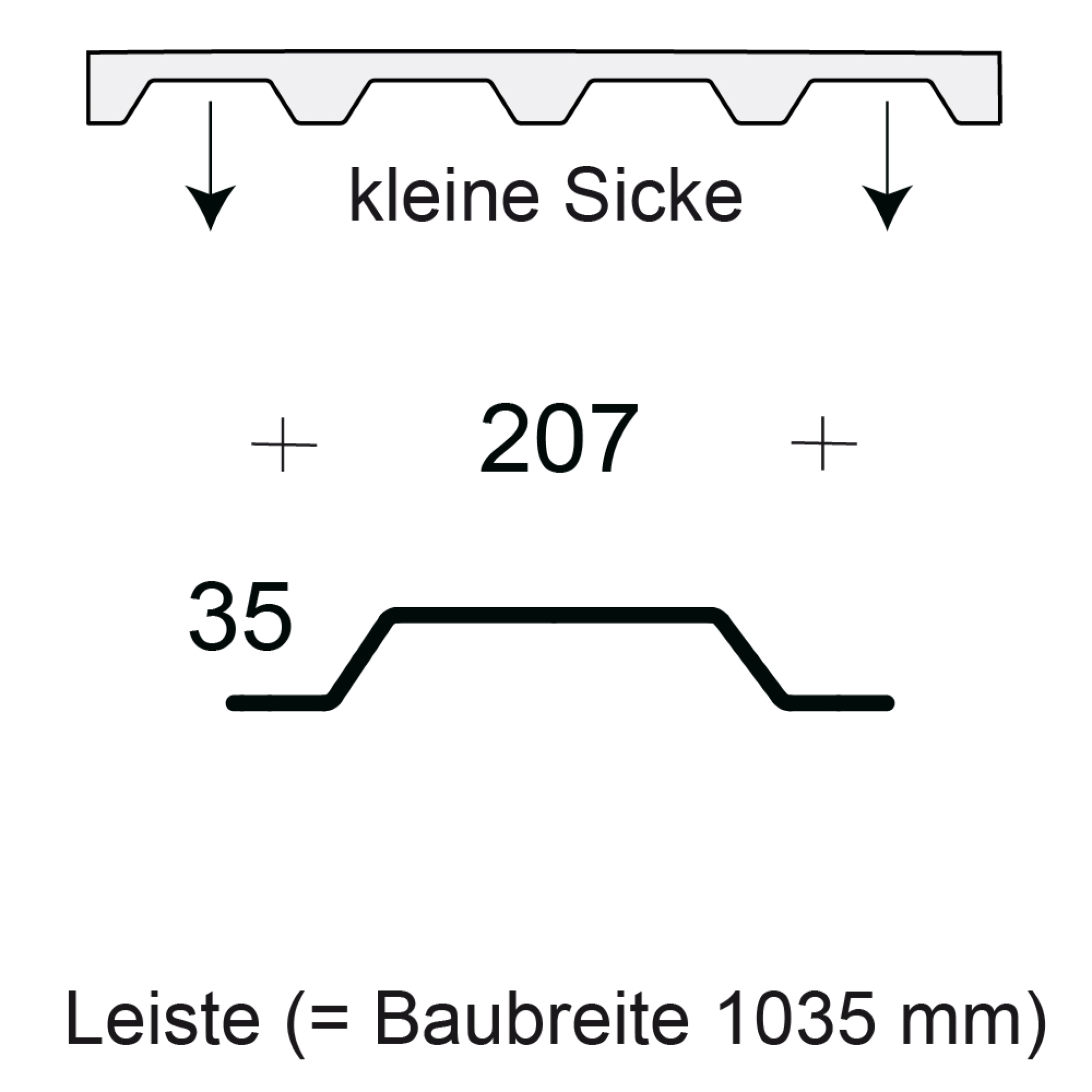 Profilfüller-Leiste Trapezblech Profil 35/207 - kleine Sicke Profilfüller-Leiste Trapezblech Profil 35/207 - kleine Sicke