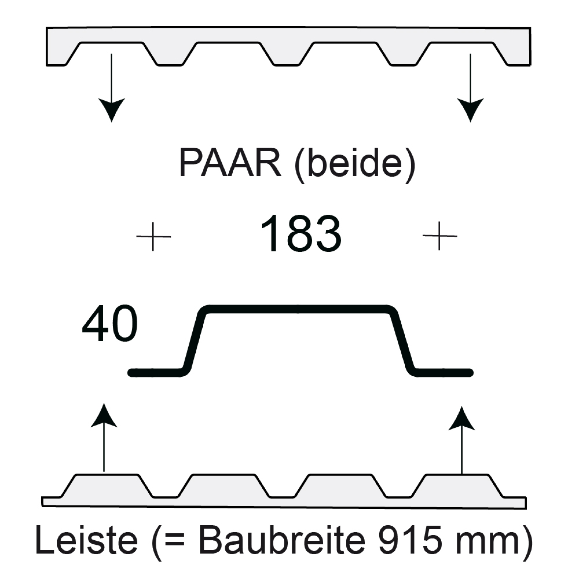 Profilfüller-Leiste Trapezblech Profil 40/183 - Paar (beide) Profilfüller-Leiste Trapezblech Profil 40/183 - Paar (beide)