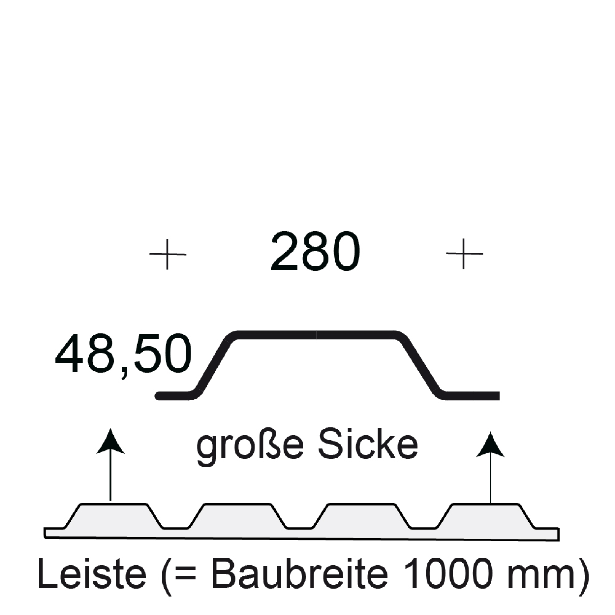 Profilfüller-Leiste Trapezblech Profil 50/250 - große Sicke Profilfüller-Leiste Trapezblech Profil 50/250 - große Sicke