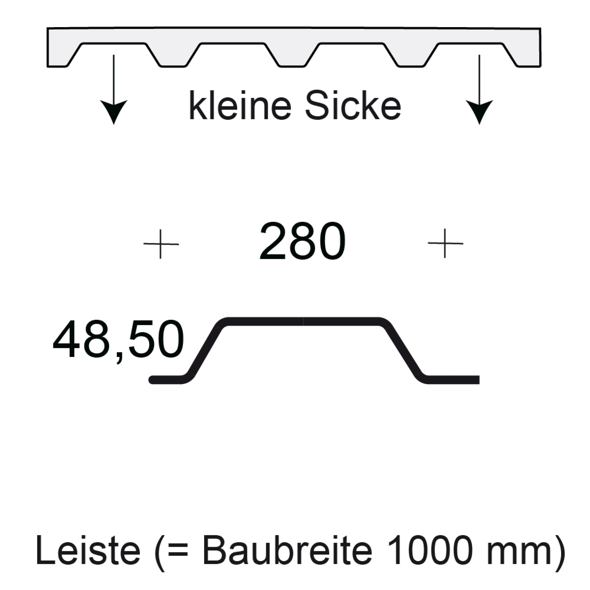 Profilfüller-Leiste Trapezblech Profil 50/250 - kleine Sicke Profilfüller-Leiste Trapezblech Profil 50/250 - kleine Sicke